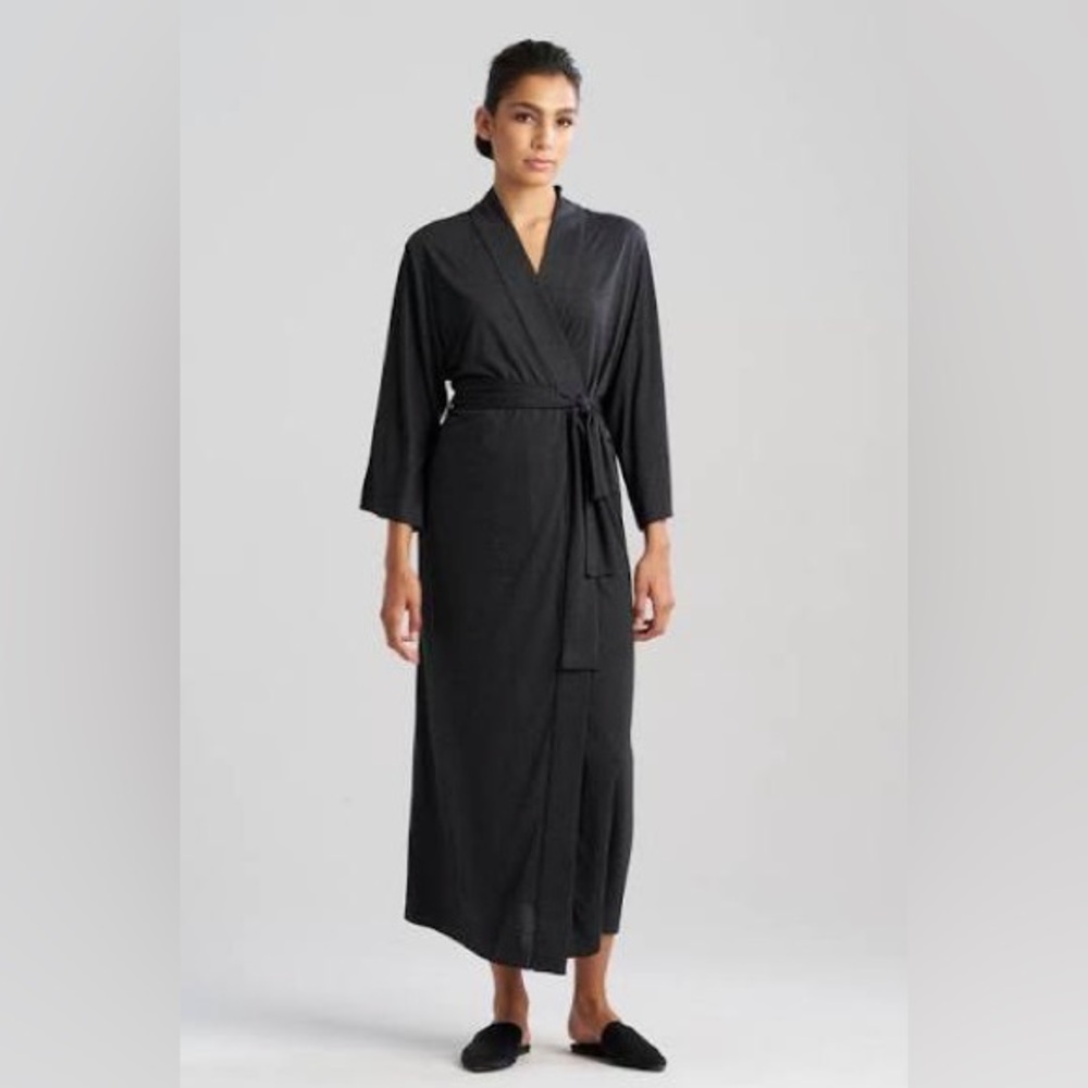 NWT NEW Natori Shangri-La Robe Black 2x $98 Luxurious - Picture 4 of 10